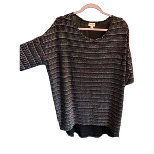 NWT LULAROE Elegant Black Rainbow 🌈 Metallic Sparkle Stripe Irma Tunic M